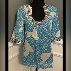 TRINA TURK cotton and silk scoop neck blouse size S